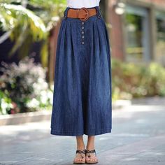 Ankle Length Long Denim Skirt

Elastic waist.

With buttons:





Without buttons Denim Skirt With Belt, Jean Zara, Denim Pleated Skirt, New Fashion Clothes, Long Jean Skirt, Rok Mini, Skirt With Belt, Long Denim Skirt, Denim Skirt Women