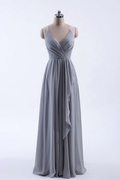 a gray bridesmaid dress on a mannequin