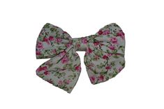 Ivory Pink Green Flowers Cotton Baby Hair Bow Green Flowers