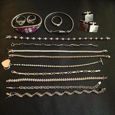 For Sale Is A Beautiful Lot Of Approx 23 Different .925 Sterling Silver Jewelry Pieces. You Get Exactly Everything As Pictured. There Are Mostly Bracelets, But There Are A Couple Necklaces, Earrings And Rings. The Rings Are Kind Of Tarnished On The Back Side. All Items Are Stamped 925 Or Sterling. Couple Necklaces, The Rings, 925 Sterling Silver Jewelry, Womens Jewelry Bracelets, Jewelry Pieces, Sterling Silver Jewelry, Silver Gold, Arrow Necklace, Silver Jewelry