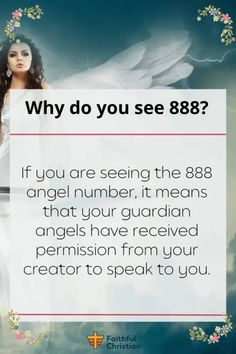 Are you seeing angel number 888 frequently? Are you worried it could be an essential sign about your future? If you are seeing 888, it means that you are lucky. Your angels are speaking to your spiritual mind and are trying to reveal an important message to you. This message is crucial to reassure you … The post 888 Meaning – What does Seeing Angel number 888 mean? appeared first on The Faithful Christian. 888 Meaning, Encouragement Wall, Spiritual Mind, 888 Angel, Angel Number 888, Your Guardian Angel, Important Message, Guardian Angels, Angel Number