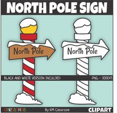 the north pole sign has two signs pointing in different directions