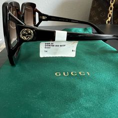 Authentic Oversize Gucci Tortoise Glasses With Gold Gucci Emblem!! Brand New Come With Dust Bag Only!! Designer Tortoiseshell Sunglasses For Formal Occasions, Luxury Gucci Tortoiseshell Sunglasses, Designer Brown Evening Sunglasses, Designer Brown Gucci Sunglasses, Gold Gucci Sunglasses With Glass Material, Gucci Anti-reflective Brown Sunglasses, Gucci Black Anti-reflective Sunglasses, Gucci Gold Tinted Sunglasses, Black Gucci Sunglasses With Anti-reflective Coating