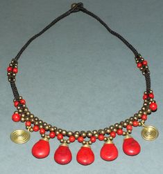 This handmade necklace with brass and glass beads and different pendants originates from Thailand. The open necklace is from one end to the other 44 cm long. The diameter of the beads is 0.4 cm to 0.7 cm. The pendants are 2cm to 2.4 cm long. Its weight is 24 gram. (n4) SHIPPING SHIPMENT is FREE. All items are shipped within two working days after receipt of payment. We send everything by registered airmail. Insured packets (over 50 cm length / over 1500 gram) I send by standard way. PAYMENT Paypal is preferred. RETURN POLICY: NO RISK: Any item may be sent back within 14 days. As soon as the item arrives I return your payment. If you have any question, please contact me! Open Necklace, Jade Bracelet, Jewelry Maker, Handmade Necklace, Handmade Necklaces, Pendant Necklaces, Over 50, Favorite Jewelry, Bangle Bracelets