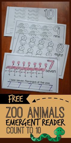 free zoo animals emergent reader and counting game for kids to practice counting the number ten