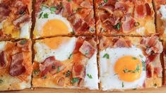 bacon, eggs and cheese squares cut into squares