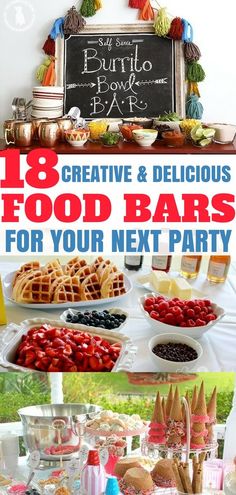 These food bar ideas are so perfect for every occasion! I love the waffle station for my next brunch event. | Food Bar Ideas | Party Food | Food Stations | #foodbarideas #foodforacrowd #foodbarsforparties #foodstations #wafflestation Party Food Ideas For Adults Entertaining, Party Food Ideas For Adults, Brunch Ideas For A Crowd, Party Food Bars, Brunch Party Recipes, Party Food Bar, Brunch Event, Entertaining Dinner, Brunch Bar