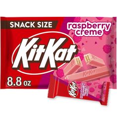 a pink candy bar with the word kika written on it's front and side