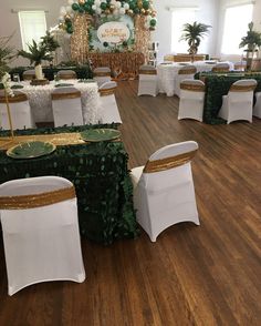 tables and chairs are set up for an event