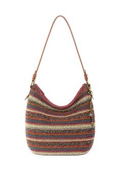 Whether you're heading to the office or out for some weekend fun, this style from The Sak is the one to pack up and slouch over your shoulder. Its timeless shape and spacious interior make it the perfect everyday style. | The Sak Sequoia Crochet Hobo Bag Casual Multicolor Hobo Bag With Braided Handles, Casual Multicolor Hobo Bag With Leather Handles, Casual Woven Shoulder Bag For Errands, Chic Multicolor Crochet Bag For Everyday Use, Casual Hobo Shoulder Bag With Braided Handles, Crochet Shoulder Bag With Adjustable Strap For Errands, Woven Hobo Shoulder Bag For Travel, Travel Hobo Shoulder Bag With Woven Details, Casual Crochet Shoulder Bag For Errands