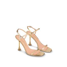 LOUIS VUITTON® - Blossom Sandal - Gold Louis Vuitton Heels, 7 Inch Heels, Shoes Louis Vuitton, Gold Wedges, Louis Vuitton Official, Louis Vuitton Shoes, Color Dorado, Dream Shoes, Women Collection