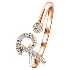 Alphabet Initial - P - Letter Personal Diamond 0.10 Carat 9Kt Rose Gold Ring A must-have in the current personalisation trend. This collection of unique Illustrious alphabet letters, by Hasbani Diamonds London, is made of gold and Natural Diamonds with a British Hallmark. Elegant timeless fancy script initial - P - ring personalised for you. Available in all 26 letters for you to pick your own initial. Thoughtful and Ideal special gift for someone you care about, or just treat yourself! You don’ Initial P, P Letter, Script Initial, Fancy Script, Ring Rosegold, Letter Ring, Gold Ring Designs, Contemporary Ring, 26 Letters