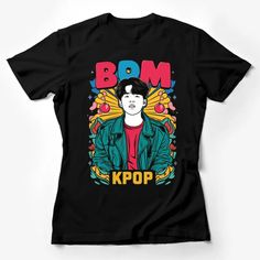 Kpop Fan T-Shirt, Bright Colorful Pop Art Style, Cool Graphic Tee, Unique Gift for Music Lover Female T-Shirt Custom graphic T-Shirt.Customize your color Kpop Fan Merchandise Graphic T-shirt, Kpop Graphic Design Crew Neck T-shirt, Pop Art Clothing, Unisex Shirt Design, Red And White Shirt, Dino Shirt, Colorful Pop Art, Summer Festival Outfit, Paw Design