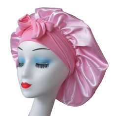 PRICES MAY VARY. This is a Pink Satin Silk Bonent for Women Hair, it can hold women long curly hair, locs, natural hair, braids etc, most of hairs. This Silk Satin Bonnet attached with long wide tie band, by that you can tie or wrap around head and make the big bonnet firmly stay on your head and protect hair well. Grip and protect wigs and edges:2.7inch Wide Band grip wigs well,perfectly protect your hair while sleeping as night cap, Also keep your edge neat well. Anti-slip Silk Satin Bonnet fo Satin Bonnet Natural Hair, Sleep Bonnet, Silk Hair Bonnets, Sleep Hairstyles, Sleeping Women, Natural Curly Hair, Silk Bonnet, Satin Bonnet, Hair Bonnet