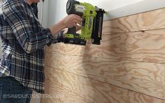 DIY Faux Shiplap Wall Plywood Shiplap, Barn Shop Ideas, Shiplap Diy, Plywood Diy, Shiplap Ceiling