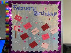 33 Beautiful Birthday Bulletin Board Ideas February Birthday Board, Birthday Board Ideas, Kids Birthday Ideas, Birthday Boards