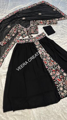 Black Lehenga Choli for Women's,  Designer Party Wear Lehenga Indian Wedding Lehenga Choli, Bollywood celebrity style designer lehenga choli by VeeraCreation19 on Etsy Party Wear Lehenga Indian Weddings, Black Lehenga Choli, Lehenga Indian, Wedding Lehenga Choli, Black Lehenga, Georgette Lehenga, Georgette Dupatta, Bridal Lehengas