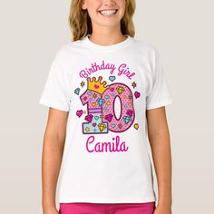 Princess Birthday Girl Tenth Crown Number T-shirt, Kids Unisex, Size: Youth XS, White Butterfly Birthday Shirt, Birthday Girl T Shirt, Candyland Birthday, First Birthday Shirts, Custom Chocolate, Birthday Candy, Fairy Birthday, Cadeau Photo, Butterfly Birthday