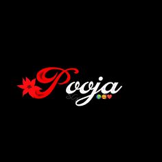 the word poca on a black background with red and white flowers in the center