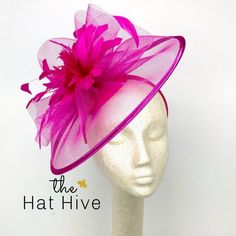 Fuchsia Pink Crinoline Fascinator on headband, Tea Party Hat, Church Hat, Kentucky Derby Hat, Fancy Hat, Pink Hat, wedding hat, British Hat