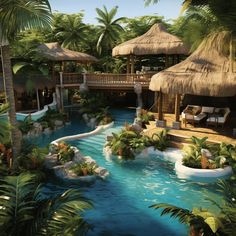 an artist's rendering of a tropical resort