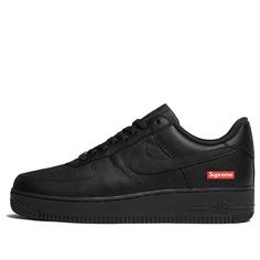 Nike Air Force 1 Low Supreme - Black CU9225-001 KICKSOVER Supreme Air Force 1, Black Air Force 1, Air Logo, Dunk Low Nike, Air Force 1 High, Nike Air Force 1 Low, Air Force 1 Low, Air Force Sneakers, Low Sneakers