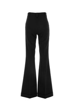 Black Stretch Twill Sofia Flared-leg Pant from The Andamane Chloe Purses, Flare Leg Pants, Prada Leather, Sneaker Wedge, Jeans Jumpsuit, Yoga Wear, Skirt Suit, Black Stretch, Italian Fashion