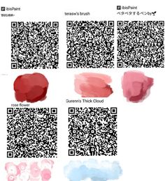 the qr code is shown with different colors and shapes for each item in this image