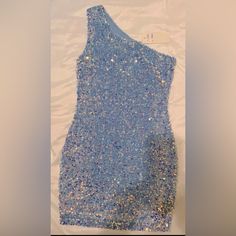 Brand New With Tags! Gorgeous Baby Blue Sparkle One-Shoulder Bodycon Dress In Size Small. Perfect For Prom, Homecoming, Or A Night Out. Shine And Stand Out In This Stunning, Unworn Piece With Tags! Promgirl Dresses, Baby Blue Dress, Baby Blue Dresses, Prom Girl Dresses, Blue Sparkle, Prom Girl, Blue Sparkles, Homecoming Dress, Dress First