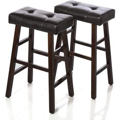 • Set of 2 Espresso Solid Wood Bar Stools 29" High. Fits tables & counters 40"- 43" High • Espresso Bonded Faux Leather Padded Seat • Cushion measurements: 18" Wide X 10.5" Deep X 3" Thick • Simple assembly Required Dark Wood Bar Stools, Canada Pr, High Top Tables, Dining Furniture Sets, Bar Height Stools, Wood Bar Stools, Wood Counter, Counter Height Table, Espresso Brown