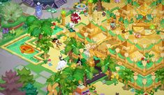 an image of a game with many different things in the background and trees around it