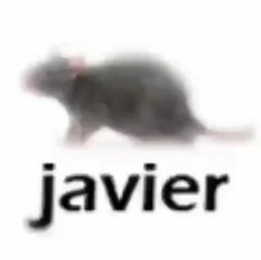 a black rat with the word javier in front of it