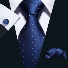 Quality: Barry Wang Focus on Ties for Many Years, Good Quality Interlining Makes Our Ties Weighted and Elastic, Which are Easily Designed for A Perfect Knot. What You Get: Tie, Pocket Square  Cufflinks SIZE: Approx. 59" Long, 3.35" Wide at the Tip, Pocket Square Size: 9"x 9" Material: 100% Silk Occasion: Perfect for Daily Dress, Business, Office, Meeting, Birthday, Wedding, Engagement, Ball Party and More Occasion. Blue Necktie, Men Tie, Necktie Set, Gold Tie, Suspenders Set, Tie For Men, Unique Ties, Man Party, Cufflink Set