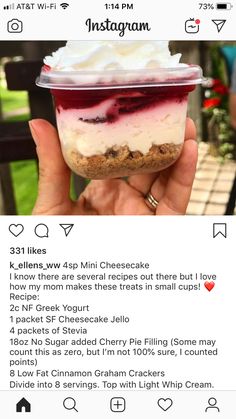 someone is holding up a small dessert in their hand with the caption instagram