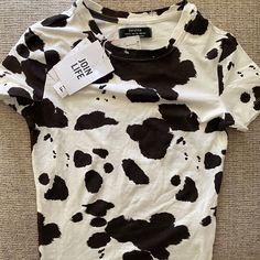 -Cow Print -Brown Spots -Cream White -New With Tags Cow Spots, Brown Spots, Print Tee, Cow Print, Printed Tees, Cream White, Cow, Womens Tops, Tops & Tees