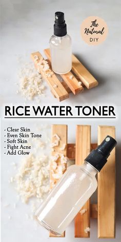 Homemade Toners For Face, Diy Rice Water, Rice Water Toner, Toner Diy, Haut Routine, Skin And Hair Care, Clear Glowing Skin, Baking Soda Shampoo