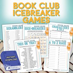 the book club icebreakerr games are on display