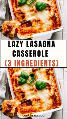 two rectangular casserole dishes filled with lasagna sauce and spinach leaves