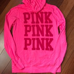 Brand New, Never Worn, Bright Cotton Hoodie With Back Embroidery. 20” From Armpit To Armpit, 26” Long. Small, Casual Fit But True To Size. Pink Crew Neck Outerwear With Letter Print, Pink Hooded Outerwear With Letter Print, Pink Cotton Athleisure Outerwear, Pink Sporty Top With Double-lined Hood, Pink Hooded Top With Cozy Fit, Pink Cozy Fit Hooded Top, Sporty Pink Top With Double-lined Hood, Pink Long Sleeve Tops With Double-lined Hood, Pink Fall Tops With Adjustable Hood