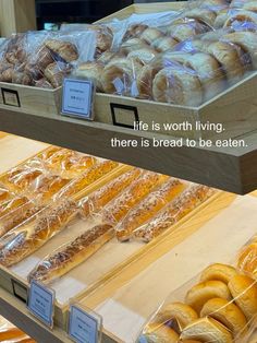 there are many different types of breads on display