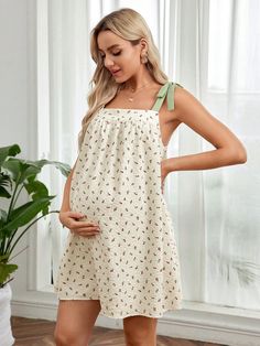 Maternity Casual Floral Patchwork Camisole Dress For Pregnant Women Apricot Boho  Sleeveless Woven Fabric Plants,Ditsy Floral,All Over Print Cami Non-Stretch  Maternity Clothing, size features are:Bust: ,Length: ,Sleeve Length: Maternity Dress Casual, Maternity Dresses Casual, Latest Maternity Dresses, Dress For Pregnant, Dress For Pregnant Women, Princess Life, Maternity Casual, Fabric Plants, Homestead Life