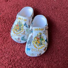 Harry Potter Clogs Size 36, Bought Brand New And They Came The Wrong Size And Cannot Return. In Original Shipping Bag. Never Worn White Non-slip Flat Clogs, Comfortable White Clogs With Flat Heel, White Flat Clogs With Rubber Sole, Comfortable White Flat Clogs, White Flat Clogs With Cushioned Footbed, Harry Potter Shoes, Slytherin Harry, Slytherin Harry Potter, Harry Potter Merchandise