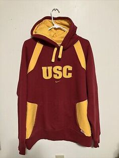 VTG L RED MUSTARD USC Trojans Team NIKE Hoodie Sweatshirt Swoosh Gray Tag | eBay