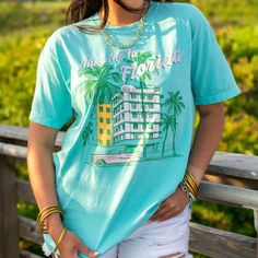 Experience the sunshine state with our 'Take Me To Florida' t-shirt! This shirt is perfect for any Florida adventure. Let this shirt be your guide as you explore the beaches, theme parks, and endless fun Florida has to offer. Green Short Sleeve T-shirt For Summer Adventures, Green Short-sleeved T-shirt For Summer Adventures, Green Short Sleeve Top For Summer Adventures, Green Crew Neck Tops For Summer Adventures, Green Crew Neck Top For Summer, Florida Adventures, Lilly Inspired, Long Sleeve Baseball Tee, Summer Bottoms