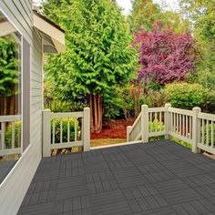 the back porch is empty and ready for us to use