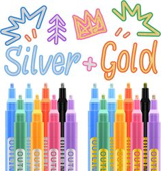 several crayons are lined up with the words silver and gold