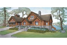 this is an artist's rendering of a log home