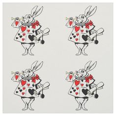 Alice aux coeurs noirs rouges de lapin blanc du tissu Flying Card, Halloween Alice In Wonderland, Alice In Wonderland White Rabbit, Wonderland White Rabbit, Harlequin Fabrics, Fairytale Stories, Black Hearts, Black And White Fabric