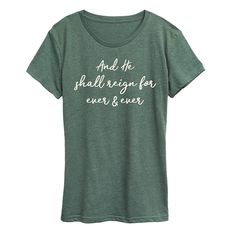 She will love showing off her style with this Women's And He Shall Reign Graphic Tee. FEATURES Short sleeves CrewneckFABRIC & CARE Cotton/Polyester Machine wash Imported Size: Small. Color: Green. Gender: female. Age Group: adult. Heather Green, How To Show Love, Grey Green, Her Style, Reign, Gender Female, Fabric Care, Green And Grey, Graphic Tee