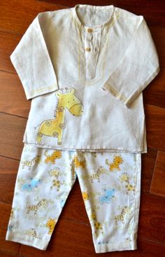 Design Code 701: Hand painted pyjama sets from Liz Jacob Night Pjs, Vintage Baby Dresses, Boys Sleepwear, Pyjama Sets, Linen Fashion, Kids Fashion Dress, Night Suit, Baby Pajamas